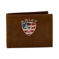 ARIAT BIFOLD WALLET AMERICAN FLAG EMBROIDERED AGED BARK
