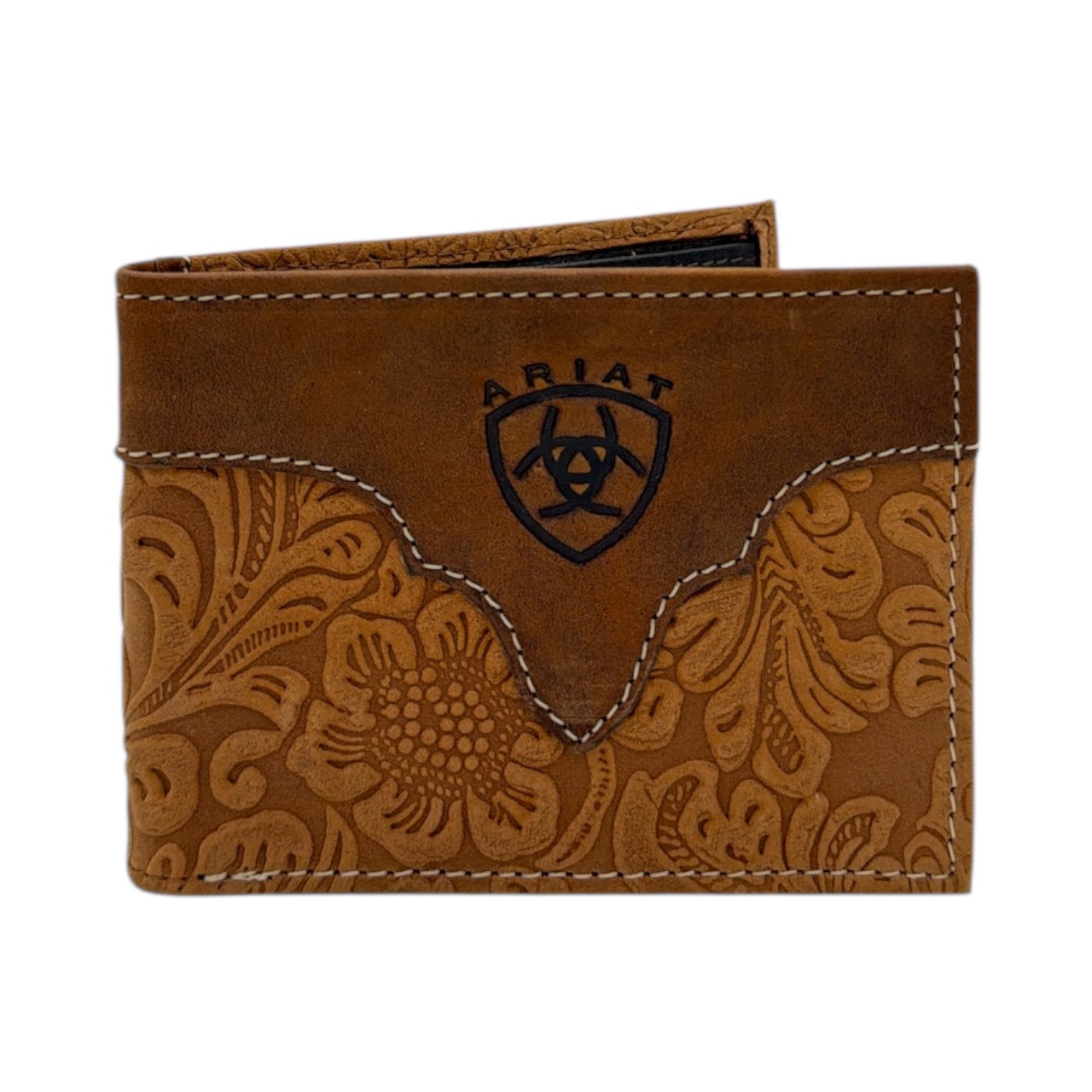 ARIAT BIFOLD WALLET FLORAL EMBOSSED BROWN