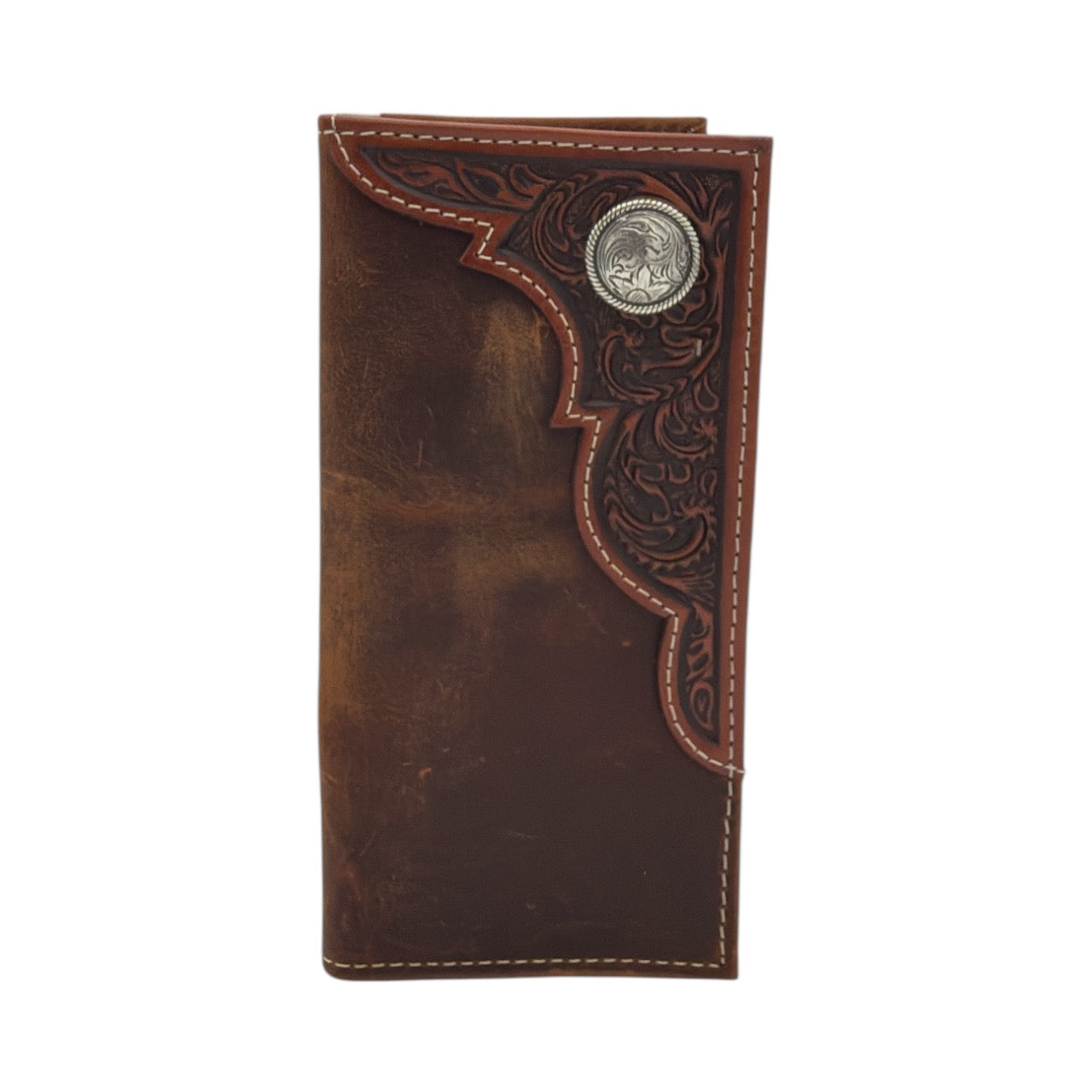 ARIAT YOUTH RODEO WALLET EMBOSSED ROUND CONCHO BROWN