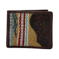 ARIAT BIFOLD WALLET TOOLED RUG BROWN