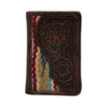 ARIAT TRIFOLD WALLET TOOLED RUG BROWN