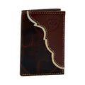 ARIAT MENS TRIFOLD WALLET TWO TONE SHIELD LOGO TAN