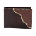 ARIAT MENS BIFOLD WALLET TWO TONE SHIELD LOGO TAN