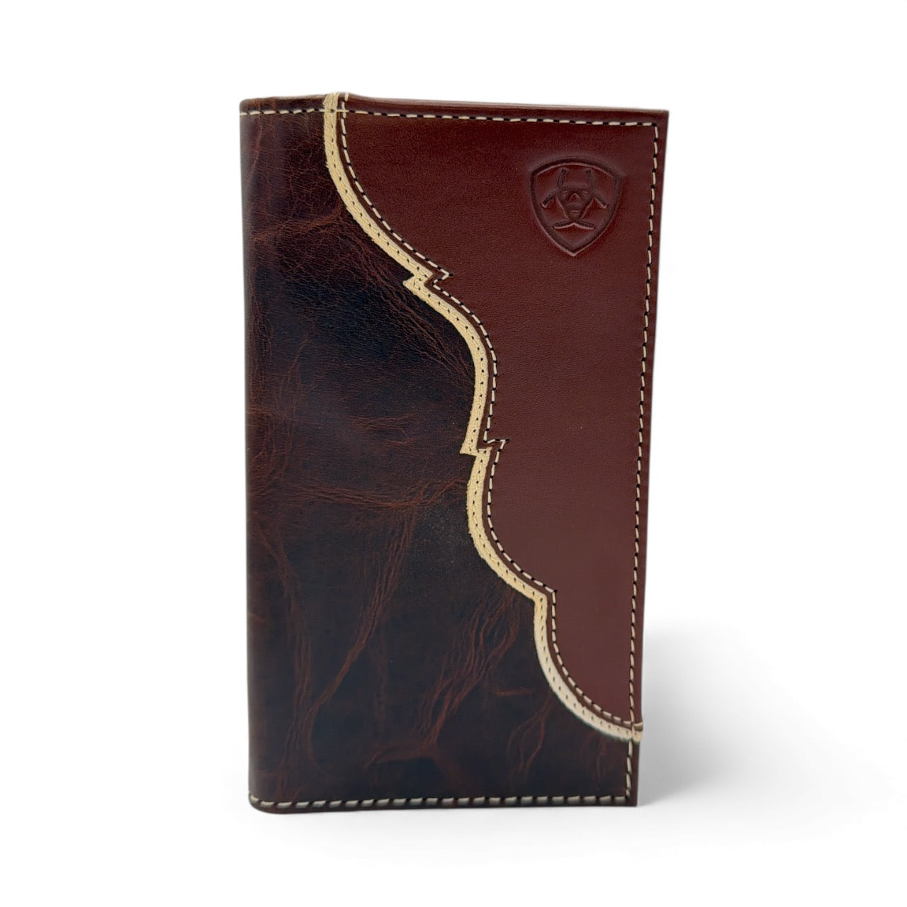 ARIAT MENS RODEO WALLET TWO TONE SHIELD LOGO TAN