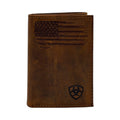 ARIAT TRIDOLF DISTRESSED STITCHED USA FLAG SHIELD LOGO BROWN