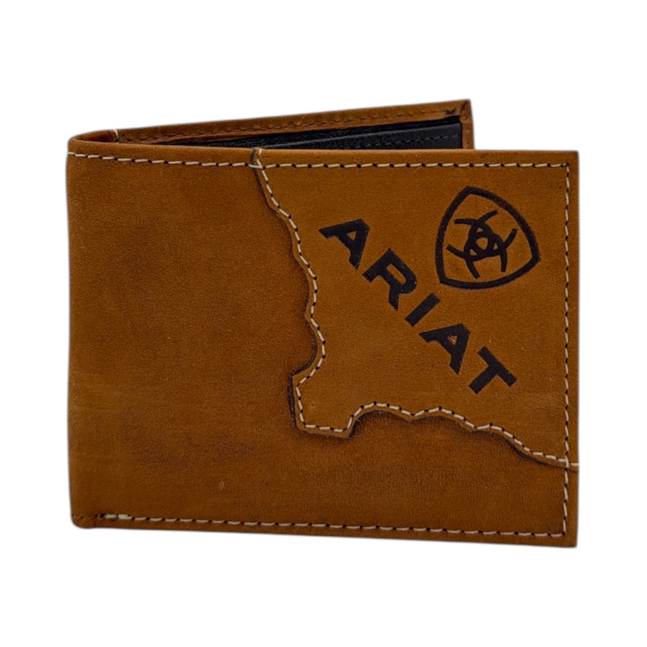 ARIAT BIFOLD WALLET TWO TONE LEATHER MEDIUM BROWN