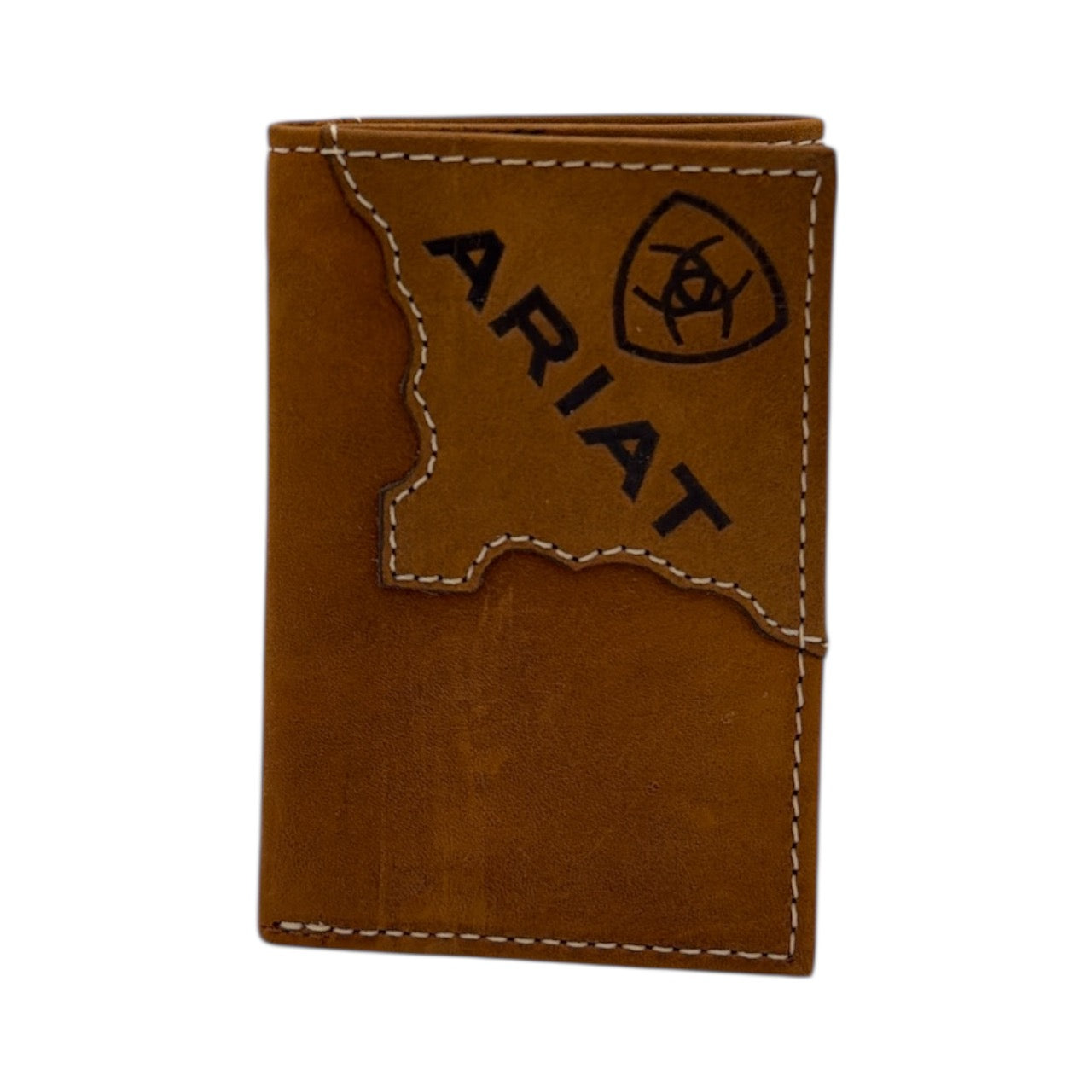 ARIAT TRIFOLD WALLET TWO TONE LEAHER MEDIUM BROWN