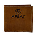 ARIAT MENS BIFOLD WALLET EMBOSSED LOGO MEDIUM BROWN