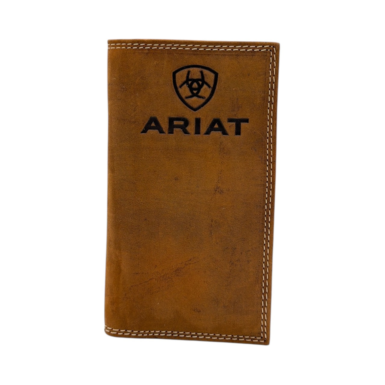 ARIAT MENS RODEO WALLET EMBOSSED LOGO MEDIUM BROWN