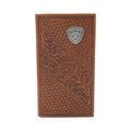 ARIAT MENS RODEO STYLE WALLET BASKET WEAVE FLORAL SHIELD