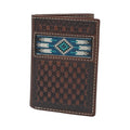 ARIAT MENS TRIFOLD STYLE WALLET SOUTHWESTERN INLAY BROWN