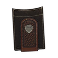 ARIAT MAGNETIC MONEY CLIP BASKET WEAVE SUNBURST BROWN