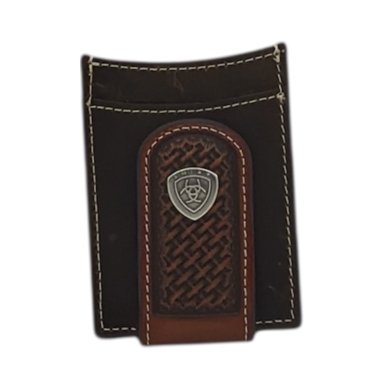 ARIAT MAGNETIC MONEY CLIP BASKET WEAVE SUNBURST BROWN