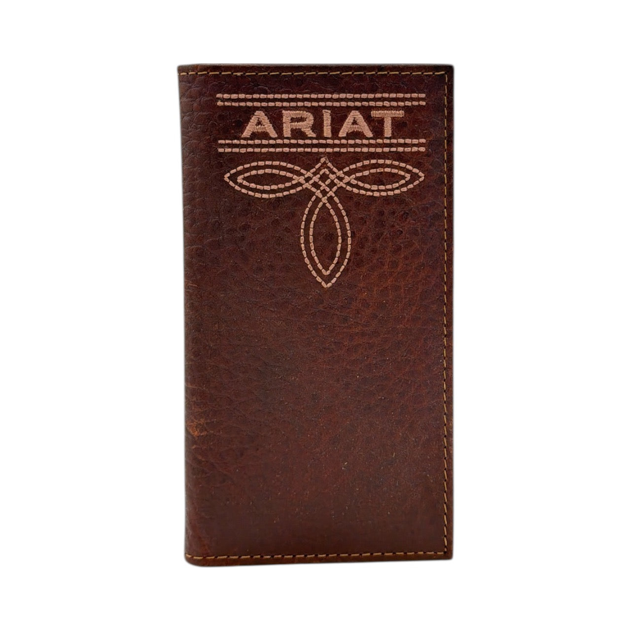 ARIAT MENS RODEO STYLE WALLET BUG STITCH BROWN