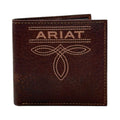 ARIAT MENS LARGE BIFOLD STYLE WALLET BUG STITCH BROWN