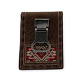 3D MENS BIFOLD MONEY CLIP EMBROIDERED BUCK LACING RED