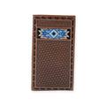 3D MENS RODEO WALLET BLUE DIAMOND INLAY BROWN