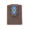 3D MENS SMART WALLET BLUE DIAMOND INLAY BROWN