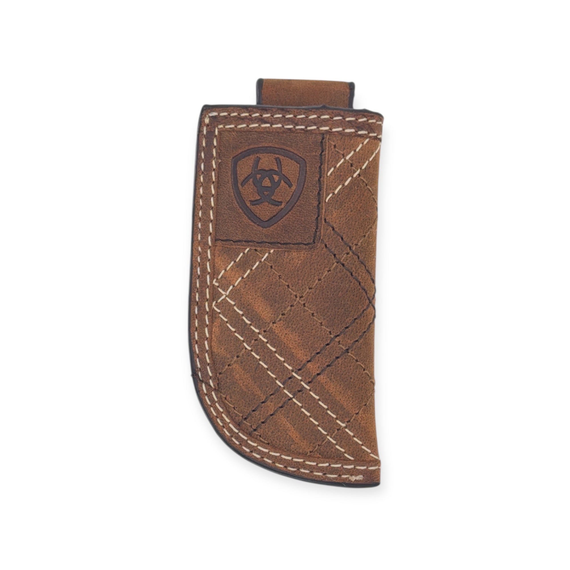 ARIAT MENS KNIFE VERTICAL CROSS STITCH PATCH MEDIUM BROWN