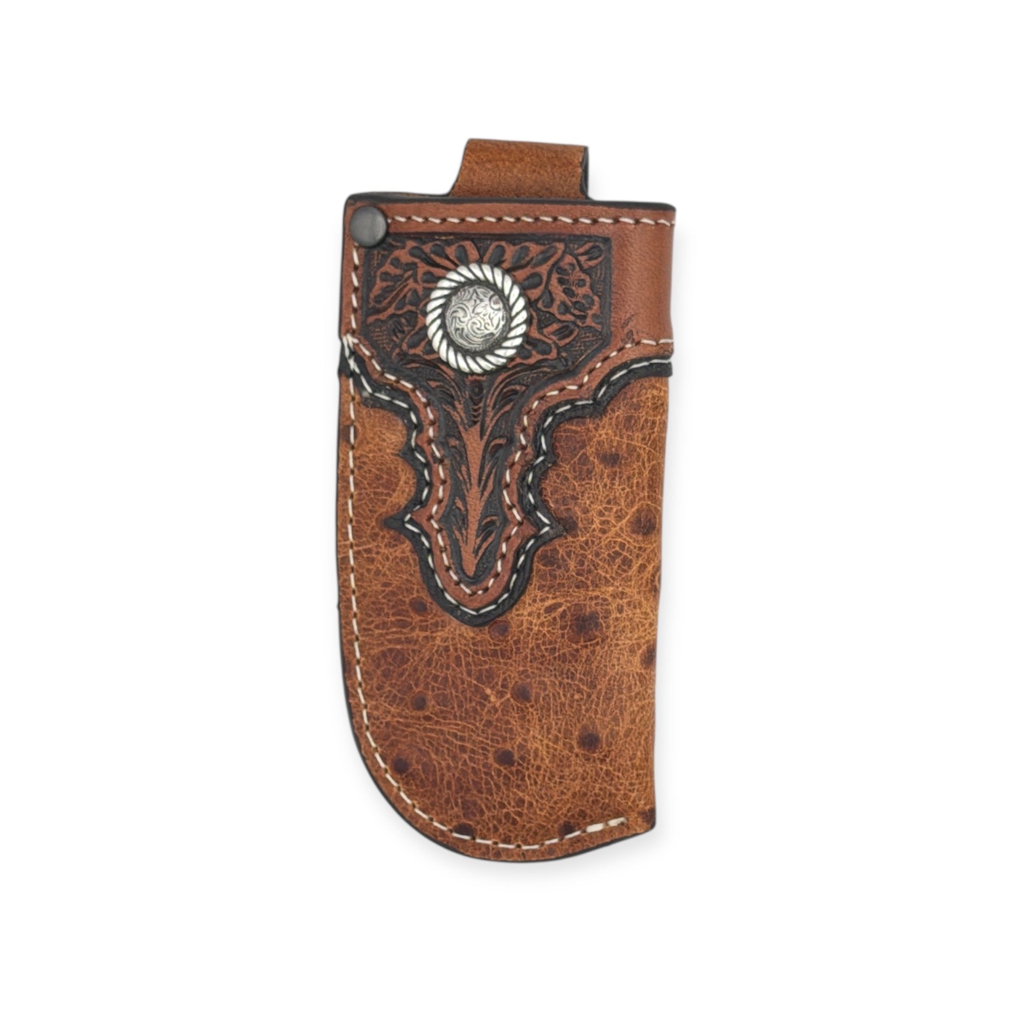 ARIAT VERTICAL KNIFE SHEATH OSTRICH PRINT BR