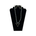 SILVER STRIKE LADIES EARRING AND NECKLACE SET BEADED CHAIN COW HEAD MULTICOLOR