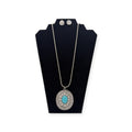 BLAZIN ROXX NECKLACE SET OVAL PENDANT TURQUOISE STONE