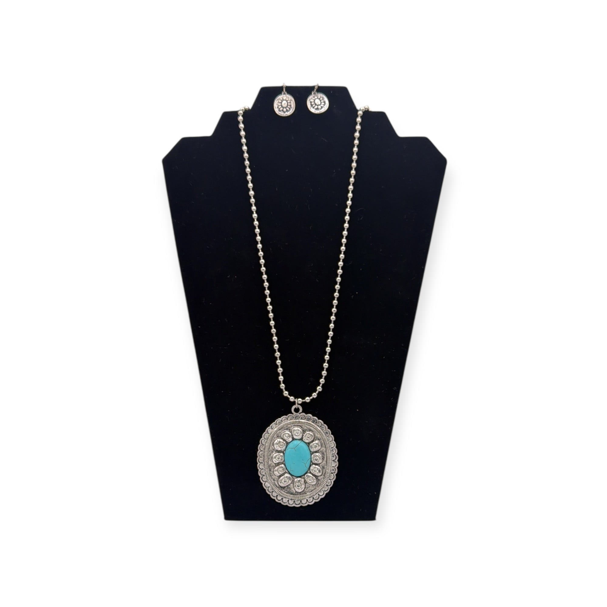 BLAZIN ROXX NECKLACE SET OVAL PENDANT TURQUOISE STONE