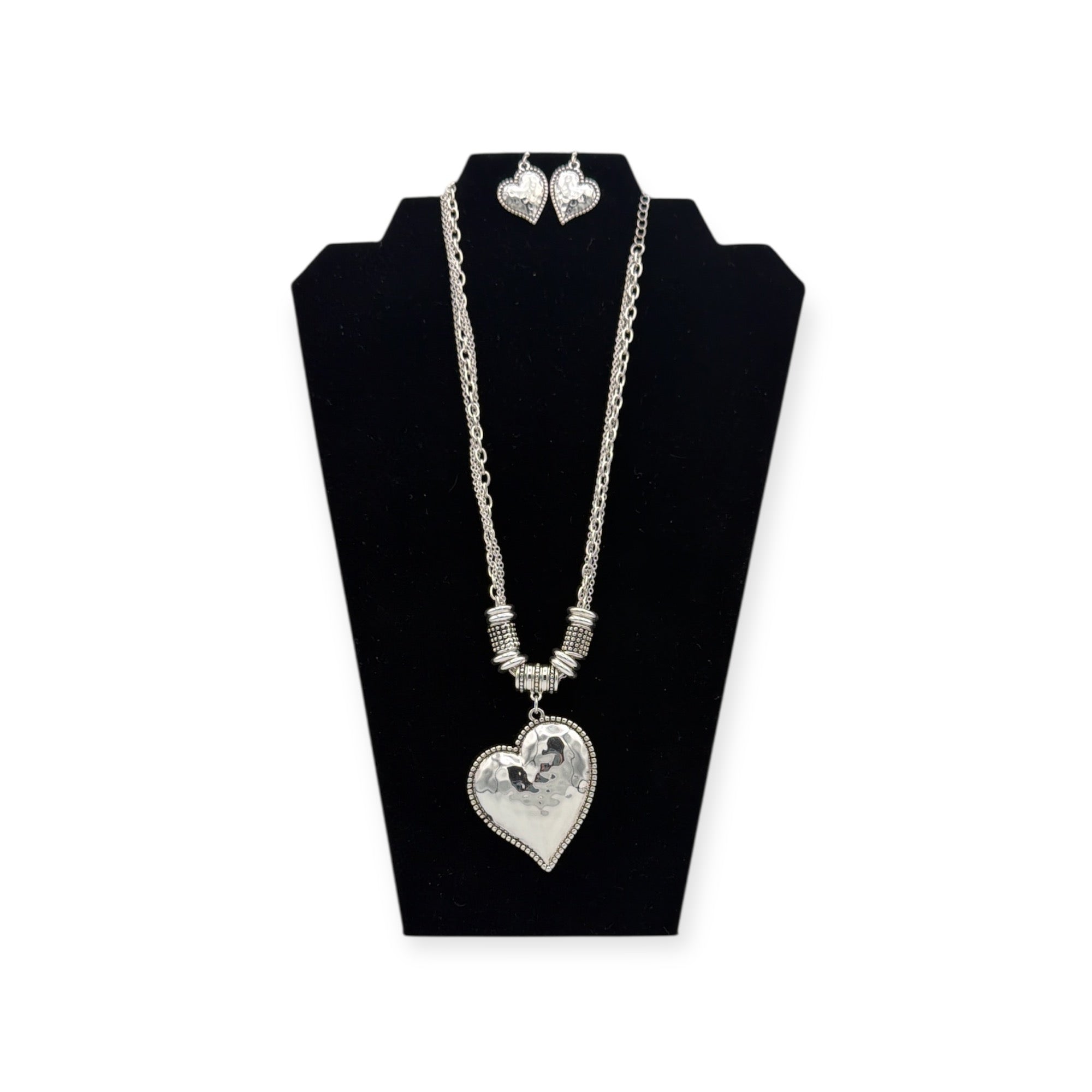 BLAZIN ROXX NECKLACE SET HAMMERED HEART PENDANT
