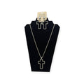 SILVER STRIKE LADIES EARRINGS AND NECKLACE SET CRYSTAL CROSS SILVER