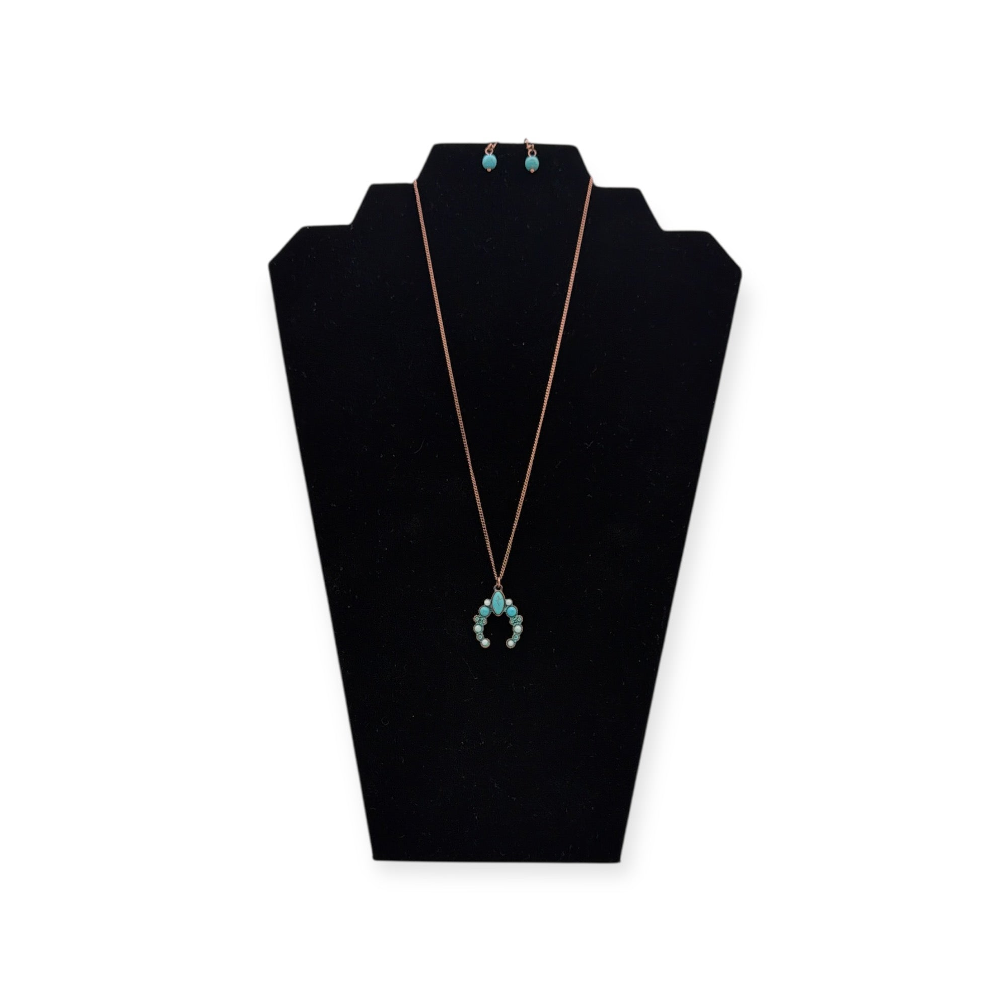 SILVER STRIKE NECKLACE SET SQUASH BLOSSOM SILVER TURQUOISE
