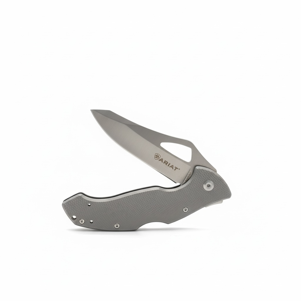ARIAT KNIFE LG 3 1/2" PLAIN BLADE GREY