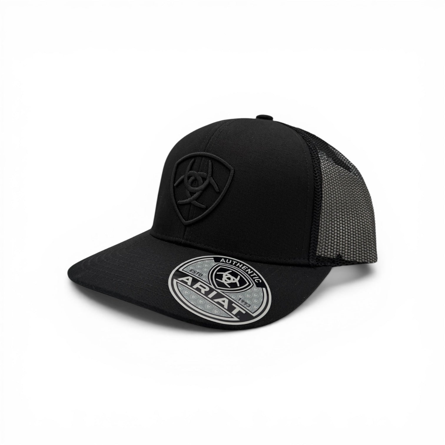 ARIAT MENS CAP SNAP BACK SHIELD LOGO BLACK