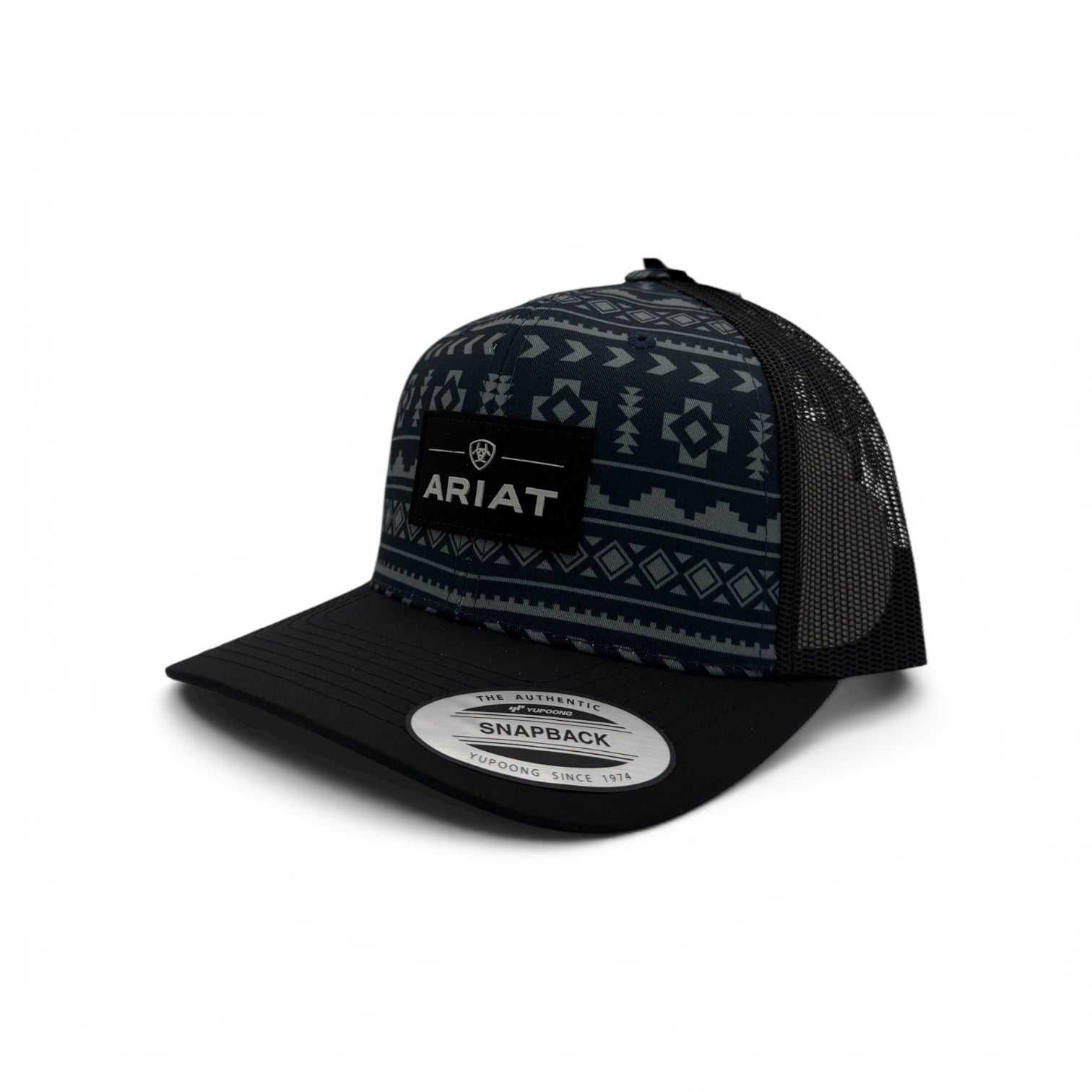 ARIAT MENS CAP SNAPBACK SOUTHWESTERN PRINT NAVY