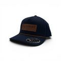 ARIAT MENS FLEXFIT 110 CAP SNAP BACK FAUX LEATHER PATCH NAVY