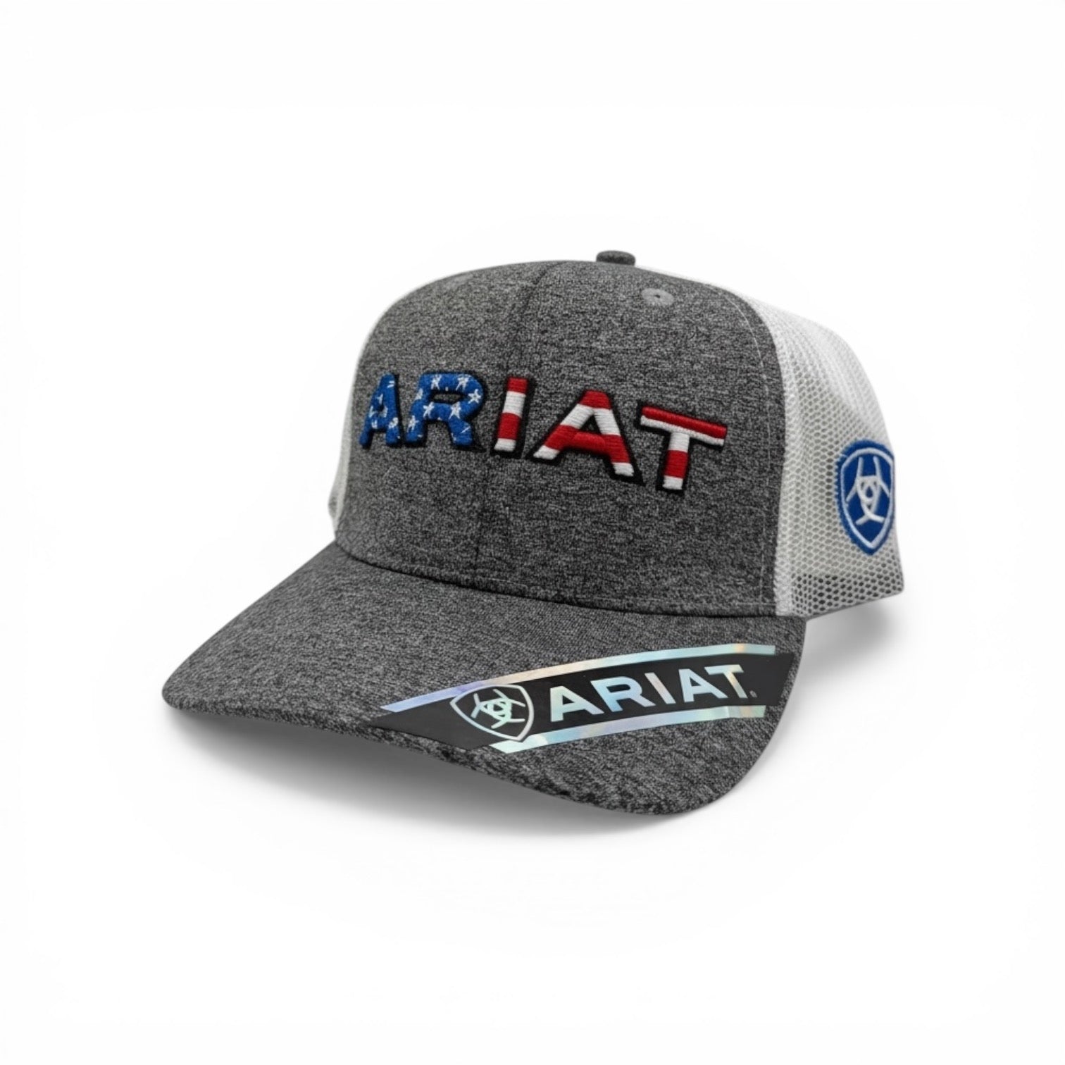 ARIAT MENS CAP SB EMBROIDERED USA FLAG GRAY