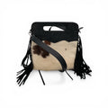 Cowhide Tooled Leather Fringe Crossbody Bag