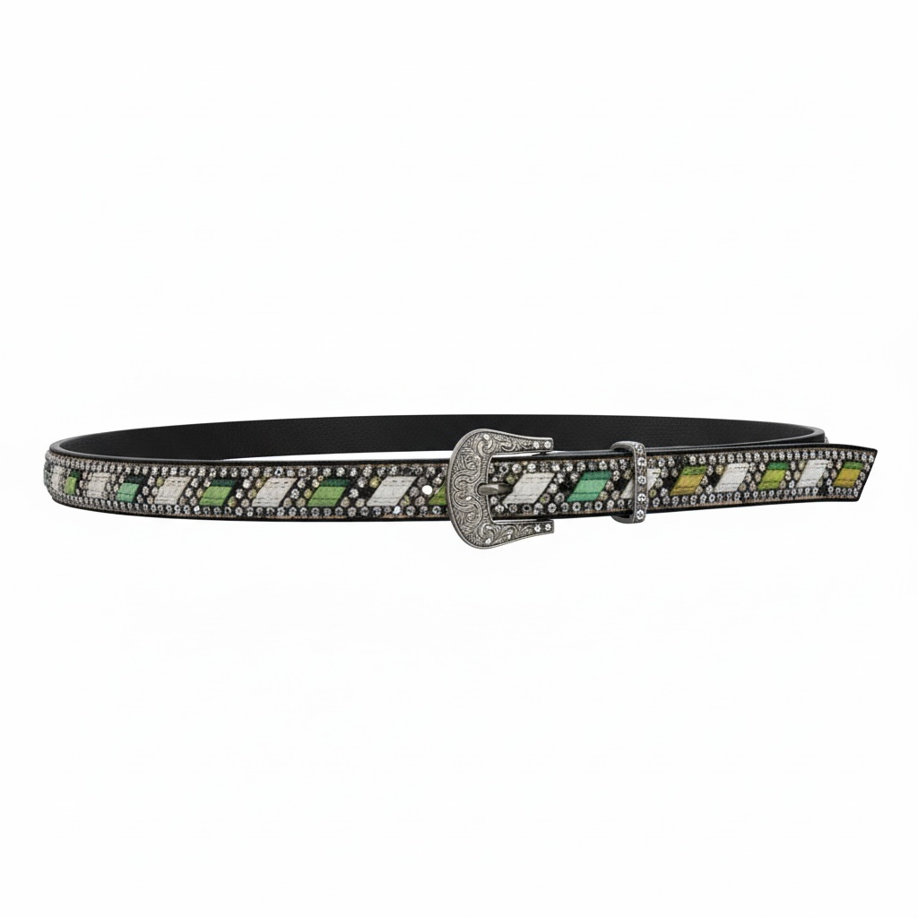 Green & Crystal Diamond Gem Rhinestone Hatband
