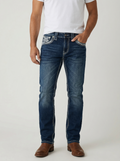 ROCK REVOLUTION MEN'S EMBROIDERED POCKET STRAIGHT FIT JEANS
