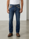 ROCK REVOLUTION MEN'S AZTEC EMBROIDERED STRAIGHT FIT JEANS