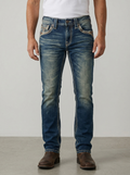 ROCK REVOLUTION MEN'S SCROLLWORK STRAIGHT FIT JEANS