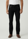 ROCK REVOLUTION MEN'S BLACK STUDDED STRAIGHT FIT JEANS