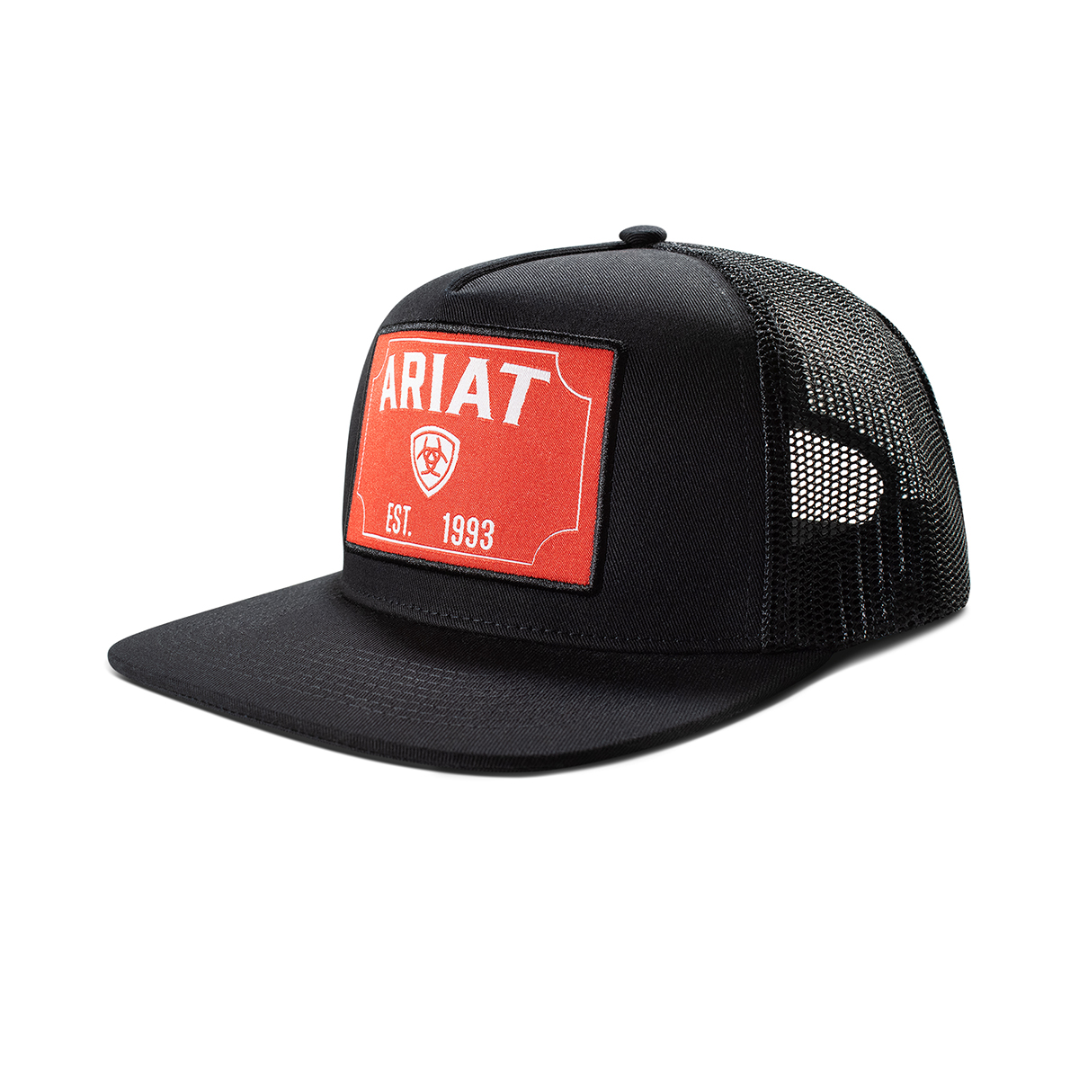 ARIAT MENS CAP SNAP BACK RED PATCH BLACK