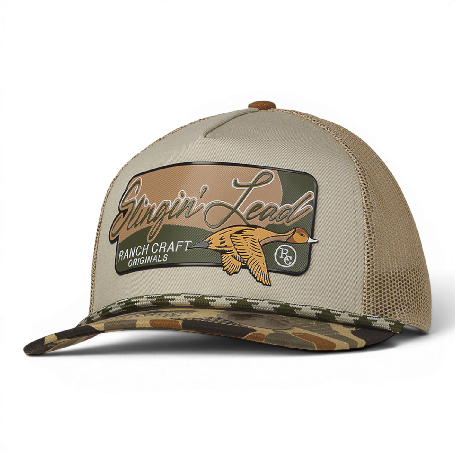RANCH CRAFT ORIGINALS MENS SNAP BACK CAP SLINGN LEAD TAN