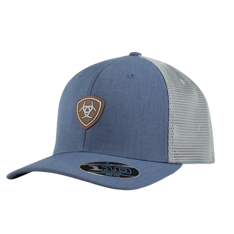 ARIAT MENS CAP-FLEXFIT 110 SMALL SHIELD LOGO LIGHT BLUE