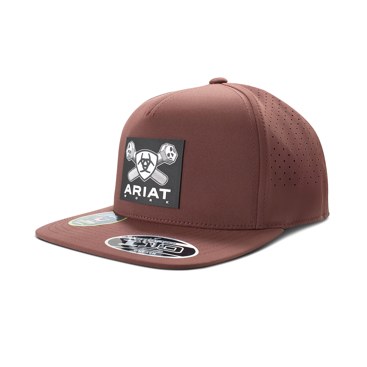 ARIAT MENS CAP SNAP BACK BOLT PATCH BURGUNDY