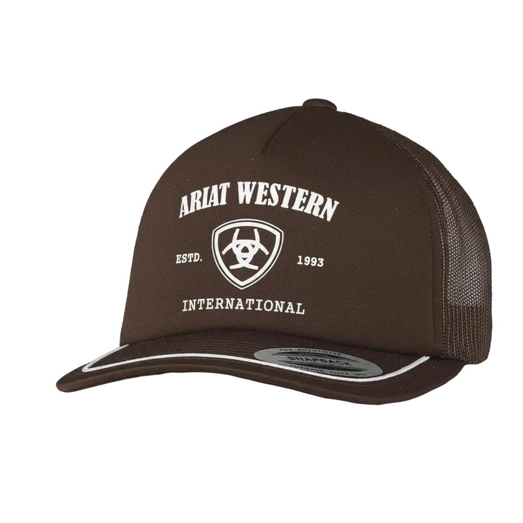 ARIAT MENS CAP SNAP BACK FOAM FRONT SCREEN PRINT BROWN