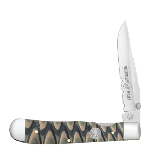 WHISKEY BENT BROWN FANG LOCKING TRAPPER KNIVES