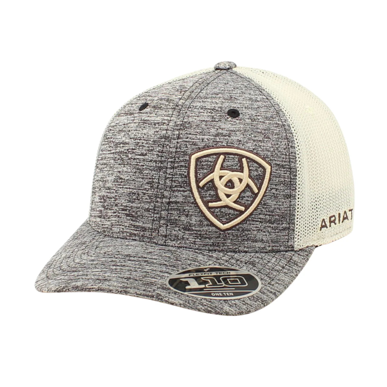 ARIAT MENS FLEX FIT SNAP BACK OFF SET SHIELD TAN