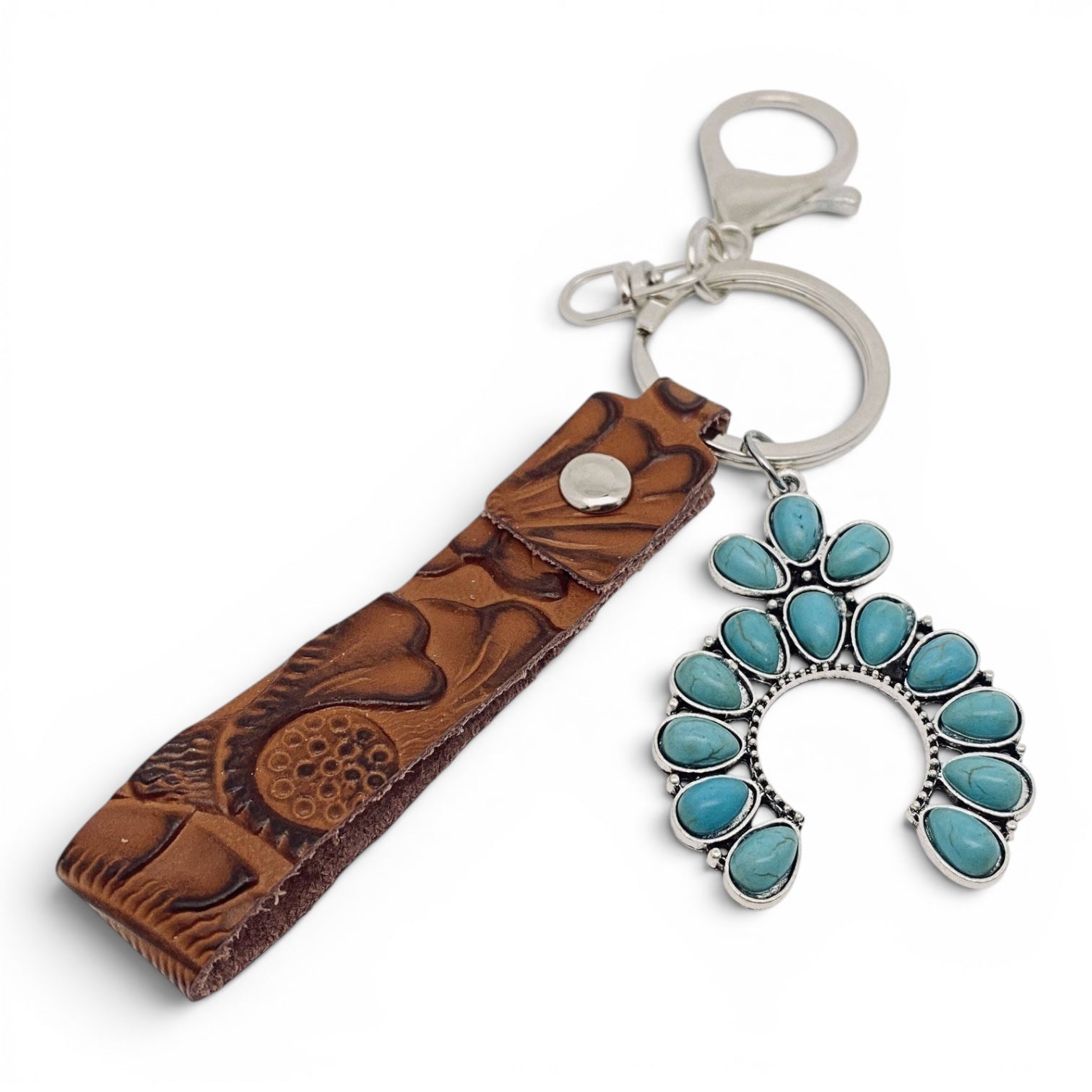 Leather Western Style Turquoise Pendant Keychains  - WJ: 1#