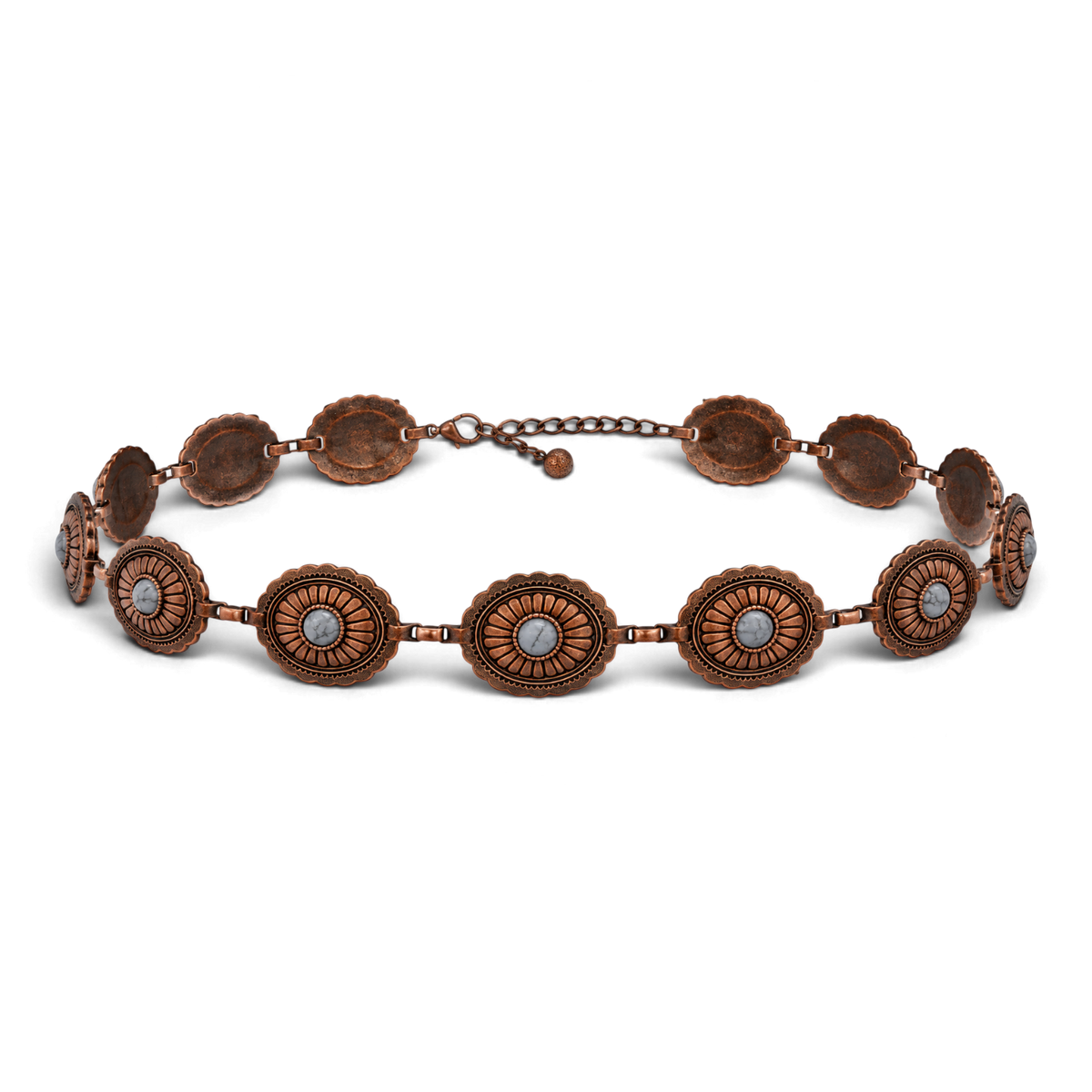 3D CHAIN HATBAND 1" CONCHO STONE COPPER